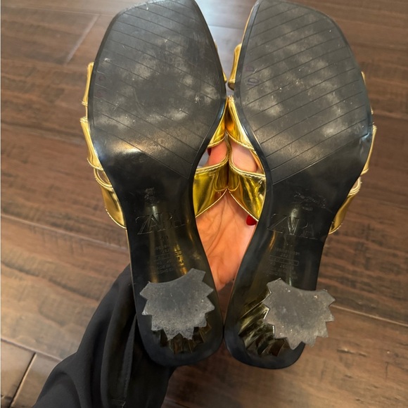 Zara gold heels party colorful open toed heels size 40 - Picture 4 of 8